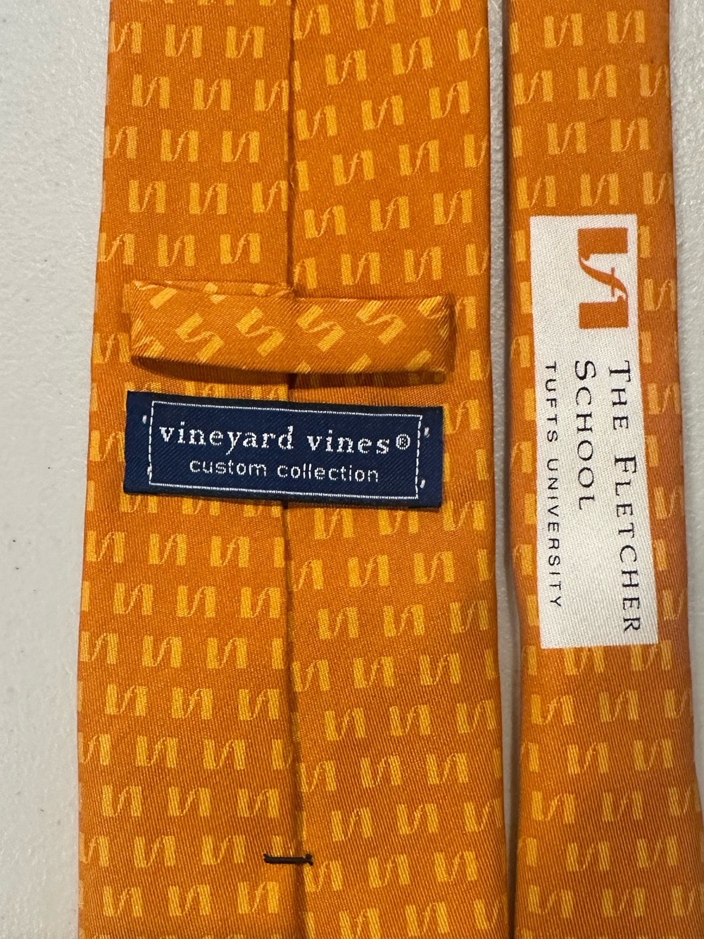 Vineyard Vines Orange Custom Collection Tie - The Fletcher School at Tufts Univ